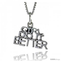 Sterling Silver GIRL DO IT BETTER Word Necklace, w/ 18 in Box Chain