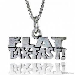 Sterling Silver FLAT TAX FAST Word Necklace, w/ 18 in Box Chain