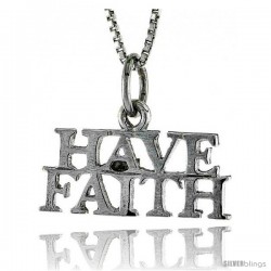 Sterling Silver HAVE FAITH Word Necklace, w/ 18 in Box Chain