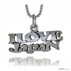 Sterling Silver I LOVE JAPAN Word Necklace, w/ 18 in Box Chain