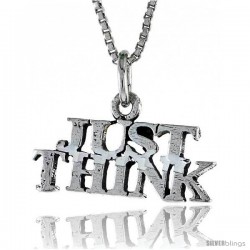 Sterling Silver JUST THINK Word Necklace, w/ 18 in Box Chain