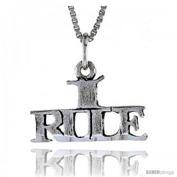 Sterling Silver I RULE Word Necklace, w/ 18 in Box Chain