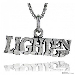 Sterling Silver LIGHTEN UP Word Necklace, w/ 18 in Box Chain