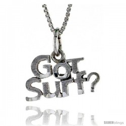 Sterling Silver GOT SURF Word Necklace, w/ 18 in Box Chain
