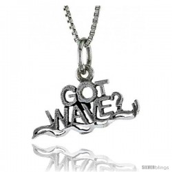 Sterling Silver GOT WAVE Word Necklace, w/ 18 in Box Chain