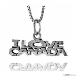 Sterling Silver I LOVE CANADA Word Necklace, w/ 18 in Box Chain