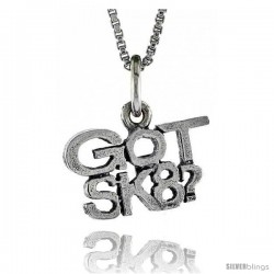 Sterling Silver GOT SK8 Word Necklace, w/ 18 in Box Chain