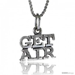 Sterling Silver GET AIR Word Necklace, w/ 18 in Box Chain