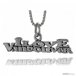 Sterling Silver I LOVE VANCOUVER Word Necklace, w/ 18 in Box Chain