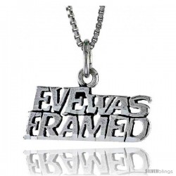 Sterling Silver EVE WAS FRAMED Word Necklace, w/ 18 in Box Chain