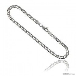Sterling Silver Italian Flat Mariner Chain Necklaces & Bracelets 3.7mm Nickel Free
