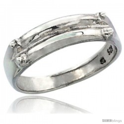 Sterling Silver Grooved Ring Band w/ Beads, 7/32 in. (5.5 mm) wide