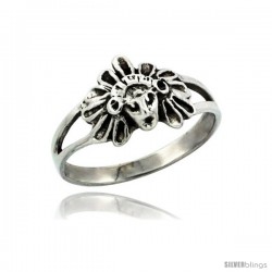 Sterling Silver Small Indian Chief Head Ring, 11/32 in. (9 mm) wide