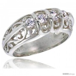 Sterling Silver 0.50 Carat Size Brilliant Cut Cubic Zirconia Bridal Ring, 5/16 in (8 mm) wide