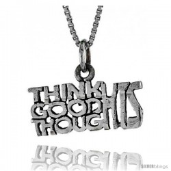 Sterling Silver THINK GOOD THOUGHTS Word Necklace, w/ 18 in Box Chain