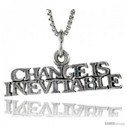 Sterling Silver CHANGE IS INEVITABLE Word Necklace, w/ 18 in Box Chain