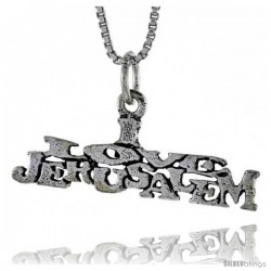 Sterling Silver I LOVE JERUSALEM Word Necklace, w/ 18 in Box Chain