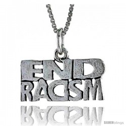 Sterling Silver END RACISM Word Necklace, w/ 18 in Box Chain