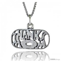 Sterling Silver THANKS MOM Word Necklace, w/ 18 in Box Chain