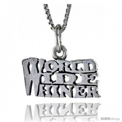 Sterling Silver WORLD WIDE WHINER Word Necklace, w/ 18 in Box Chain -Style Tpo207