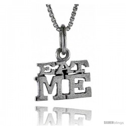 Sterling Silver EAT ME Word Necklace, w/ 18 in Box Chain