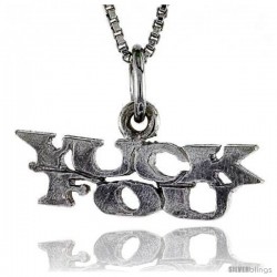 Sterling Silver YUCK FOU Word Necklace, w/ 18 in Box Chain