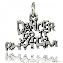 Sterling Silver DANCER DO IT WITH RHYTHM Word Necklace, w/ 18 in Box Chain
