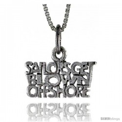 Sterling Silver SAILORS GET BLOWN OFFSHORE Word Necklace, w/ 18 in Box Chain