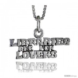 Sterling Silver LIBRARIES ARE FOR LOVERS Word Necklace, w/ 18 in Box Chain