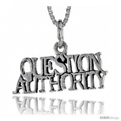 Sterling Silver QUESTION AUTHORITY Word Necklace, w/ 18 in Box Chain