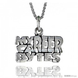 Sterling Silver MY CAREER BYTES Word Necklace, w/ 18 in Box Chain