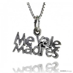 Sterling Silver ME VALE MADRES Word Necklace, w/ 18 in Box Chain