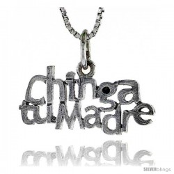 Sterling Silver CHINGA TU MADRE Word Necklace, w/ 18 in Box Chain