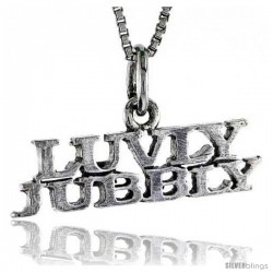 Sterling Silver LUVLY JUBBLY Word Necklace, w/ 18 in Box Chain