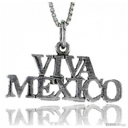 Sterling Silver VIVA MEXICO Word Necklace, w/ 18 in Box Chain