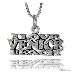 Sterling Silver I LOVE VENICE BEACH Word Necklace, w/ 18 in Box Chain