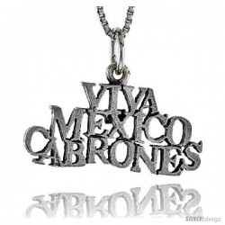 Sterling Silver VIVA MEXICO CABRONES Word Necklace, w/ 18 in Box Chain