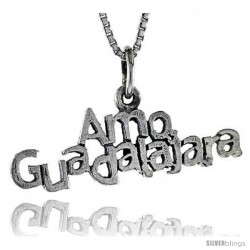 Sterling Silver AMO GUADALAJARA Word Necklace, w/ 18 in Box Chain