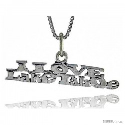 Sterling Silver I LOVE LAKE TAHOE Word Necklace, w/ 18 in Box Chain