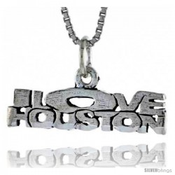 Sterling Silver I LOVE HOUSTON Word Necklace, w/ 18 in Box Chain