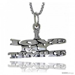 Sterling Silver I LOVE MY TEMPLE Word Necklace, w/ 18 in Box Chain