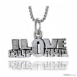 Sterling Silver I LOVE CALIFORNIA Word Necklace, w/ 18 in Box Chain