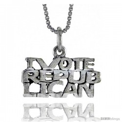 Sterling Silver I VOTE REPUBLICAN Word Necklace, w/ 18 in Box Chain