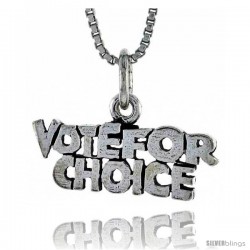 Sterling Silver VOTE FOR CHOICE Word Necklace, w/ 18 in Box Chain