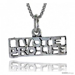 Sterling Silver I VOTE PRO-LIFE Word Necklace, w/ 18 in Box Chain