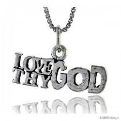 Sterling Silver LOVE THY GOD Word Necklace, w/ 18 in Box Chain