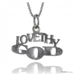 Sterling Silver LOVE THY GOD Word Necklace, w/ 18 in Box Chain -Style Tpo47