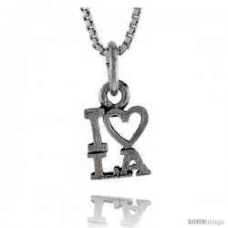 Sterling Silver I LOVE LA Word Necklace, w/ 18 in Box Chain