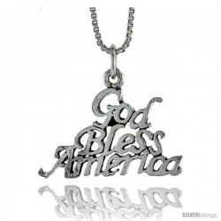 Sterling Silver GOD BLESS AMERICA Word Necklace, w/ 18 in Box Chain