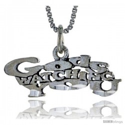 Sterling Silver GOD'S WATCHING YOU Word Necklace, w/ 18 in Box Chain